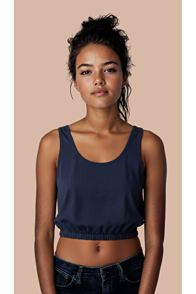 coast moda Women's Elastic Waist Modal Stretch Fabric Crop