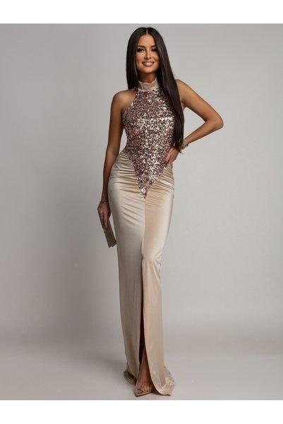 ADAMODA.RO Elegant long lycra dress with sequins