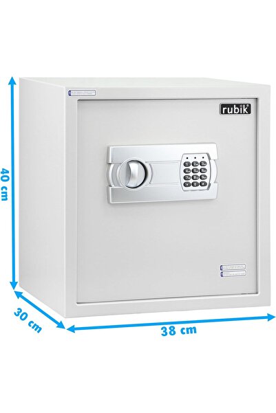 RUBIK Large Safe Box with Digital Keypad and Key Lock RB-40EGX (40x38x30 cm) White