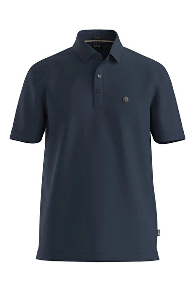 BOSS Erkek Polo Yaka Düğme Kapamalı Kısa Kol Lacivert1 Polo Yaka T-Shirt 5052...