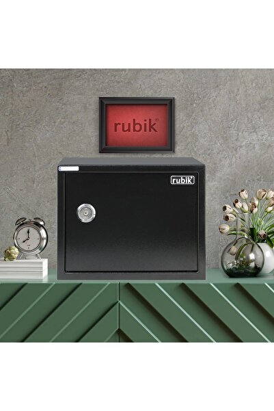 RUBIK Safe Box Large with Key Lock, A4 Document Locker RB30KCN (30x38x30cm) Black