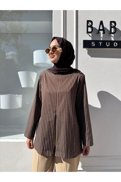 QOOQ STORE 26FW202 Bluză de damă cu dungi MARO CU DUNGĂ