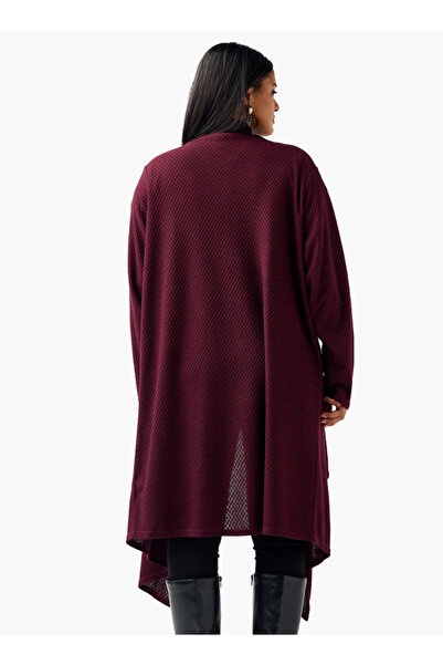 Ulla Popken Relaxed Fit Longline Textured Cardigan