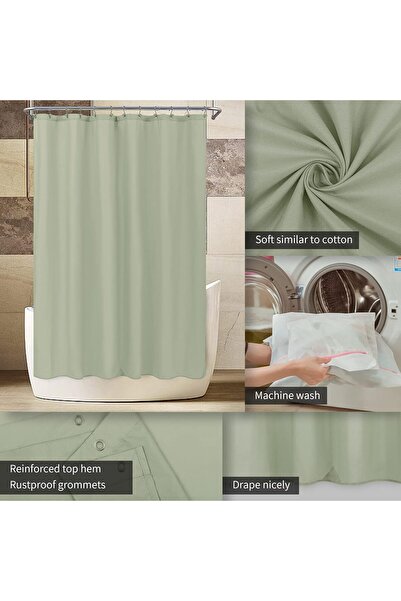 Generic ALYVIA SPRING Waterproof Fabric Shower Curtain Liner, 1.83 x 1.83 m, Desert Sage