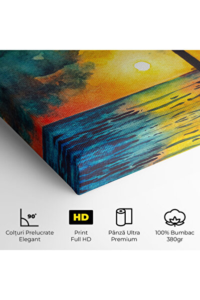 Arthub Canvas Painting, Bedroom And Living Room, Landscapes, Sunset Watercolor Tree