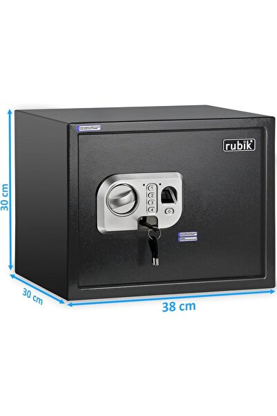 RUBIK Large Safe Box Biometric Fingerprint A4 Document Size RBFPN30 (30x38x30cm) Black