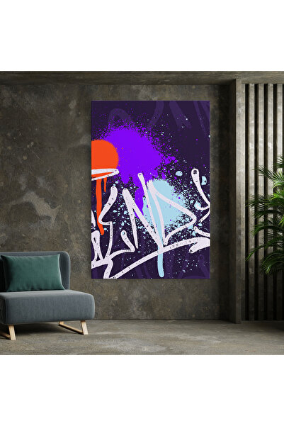 Arthub Canvas Painting, Bedroom And Living Room, Modern, Purple Blue Graffiti