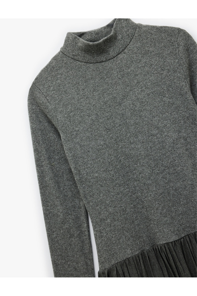 Koton X Şahika Ercümen - Slim Fit Long Sleeve High Neck Mini Balloon Dress