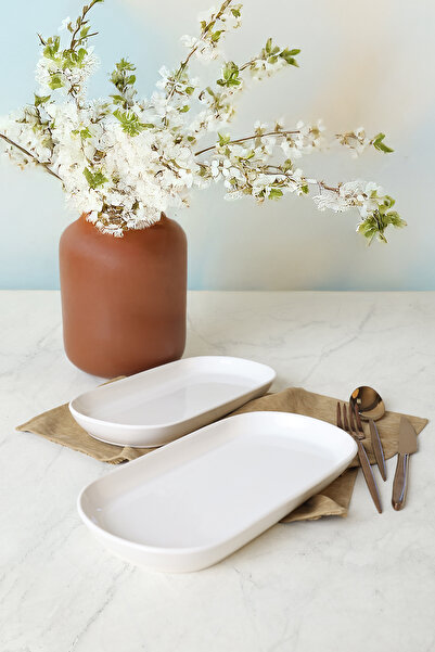 Keramika White Noyan Boat Plate 28 cm 2 Pieces 006