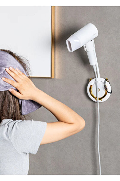 OEM Adjustable angle hair dryer holder with 360 degree rotation White