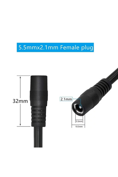 zola Cablu prelungitor de alimentare pentru camere IP, lungime 5 m, fabricat din ABS, tensiune 12V DC, negru