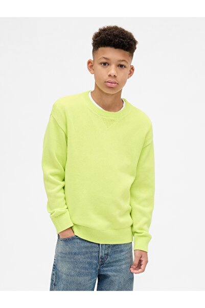 GAP Erkek Çocuk Sarı Relaxed Bisiklet Yaka Kazak