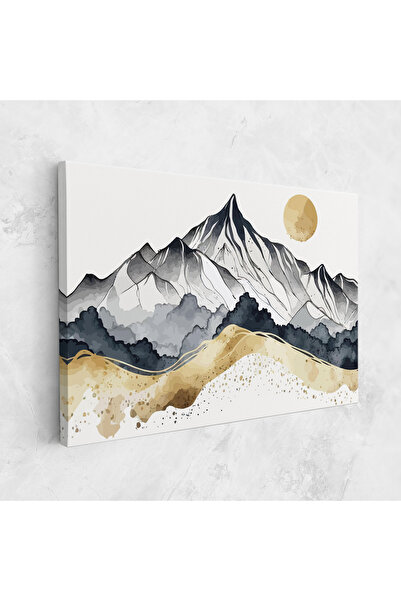 Arthub Canvas Painting, Bedroom And Living Room, Landscapes, Grey Gold Mountain