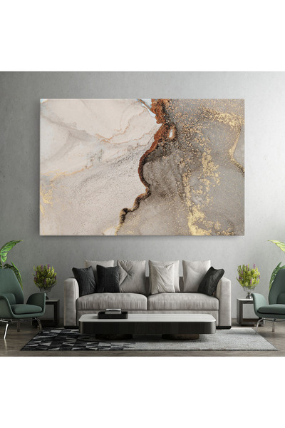 Arthub Canvas Painting, Bedroom And Living Room, Abstract, Grey Gold Marble Gigapixel Art Scale 0_50x