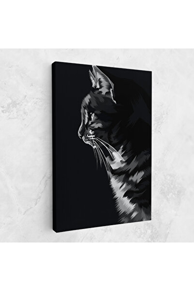 Arthub Canvas Painting, Bedroom And Living Room, Modern, Black Grey Cat