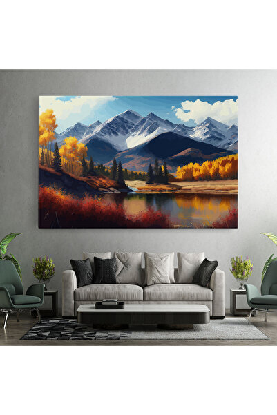 Arthub Canvas Painting, Bedroom And Living Room, Landscapes, Lake Autumn View