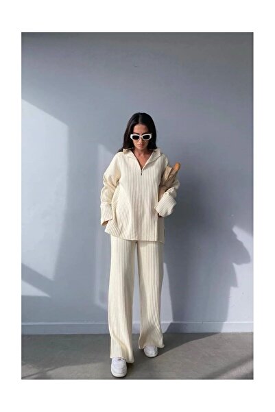 moda paketi Half Zipper Comfortable Fit Tricot Suit