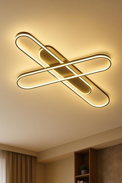 FERLUCE AVİZE LEDLİ AVİZE OVAL PLOFONYER 80*100 SİYAH