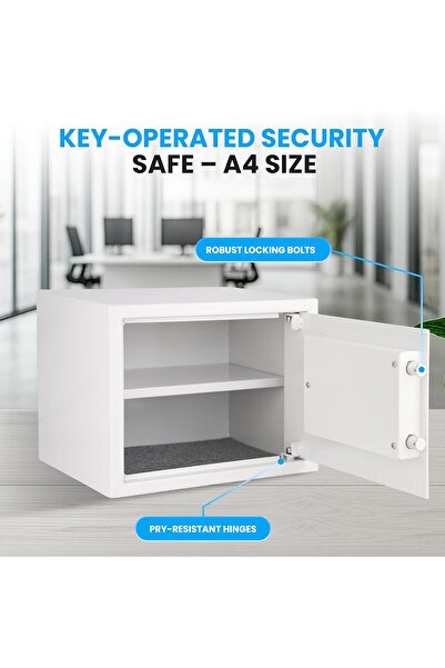 RUBIK Safe Box with Key and Shelf for Home Office RB30K1 (30x38x30cm, White)