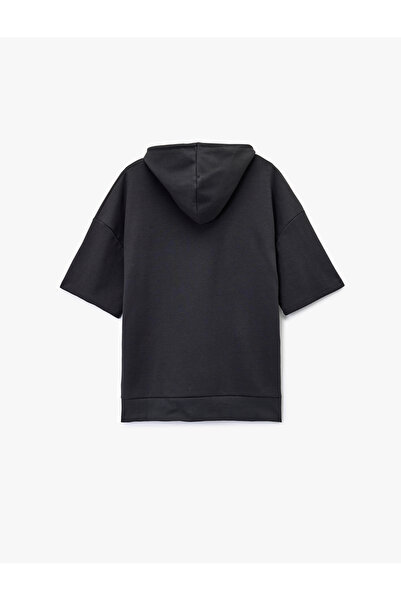 Koton Short Sleeve Hooded Cotton Oversized Sports Sweatshirt