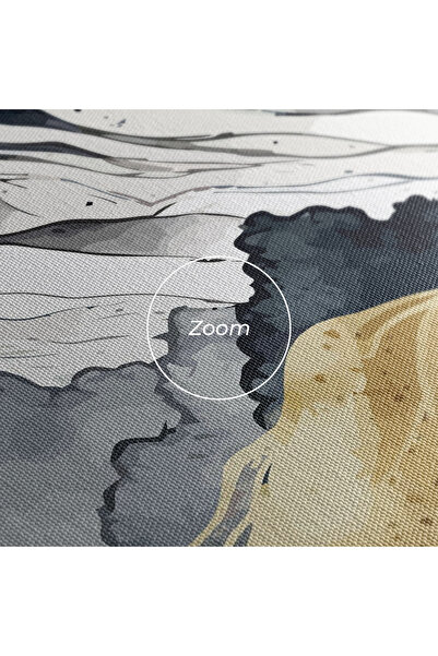 Arthub Canvas Painting, Bedroom And Living Room, Landscapes, Grey Gold Mountain