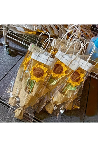 by luma Ayçiçeği Örme Çiçek - Doğum Günü, Sevgililer Günü, Yıldönümü Hediyesi