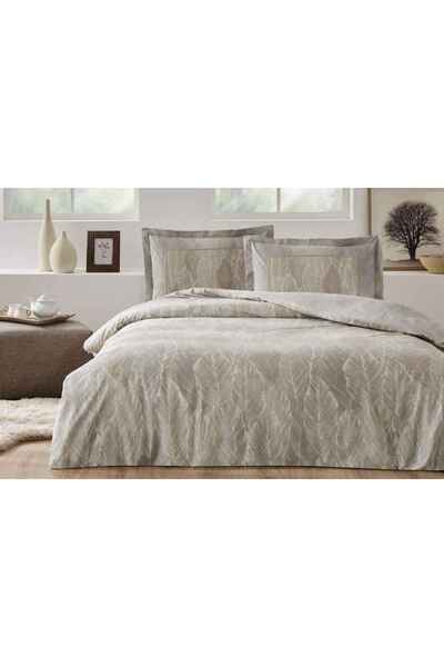 Özdilek Ranforce Double Size Beige Bedding Set with Fitted Sheet Folha De Our