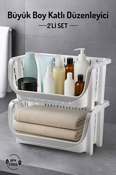 Nandy Home 2'li Set Çok Amaçlı Dolap Içi, Evye Altı Ve Buzdolabı Içi Katlı Dü...