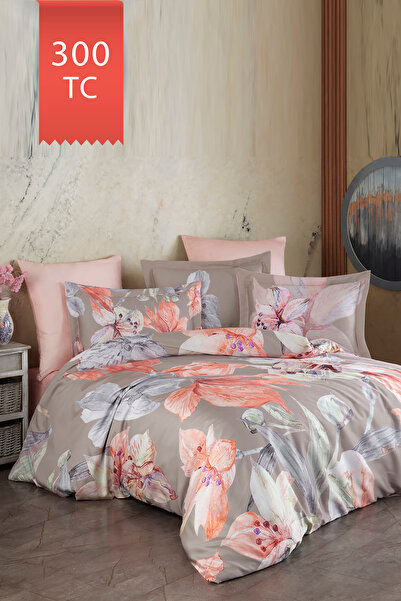 VAROL Royal Saten 300TC Nevresim Takımı (Çift Nevresimli) Family Size - ERİCA