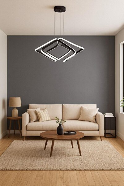 FERLUCE AVİZE LEDLİ AVİZE FORMA BÜYÜK SİYAH