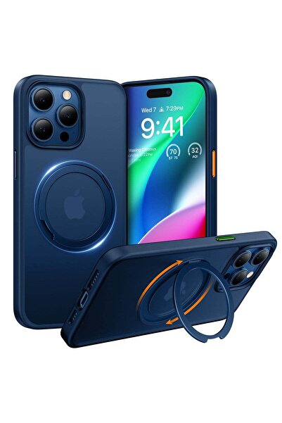 TORRAS Ostand Pro 360° Rotatable Magnetic Ring Case for iPhone 15 Pro Max - Navy Blue