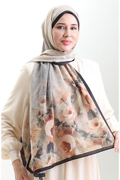 sefamerve Σάλι από φυσικές ίνες Karaca 82009-03 Μαύρο Χακί