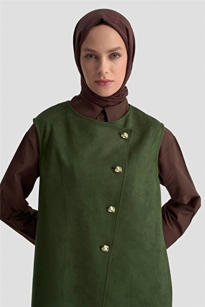 Armine Yelekli Süet Takım 25KD1506 Haki