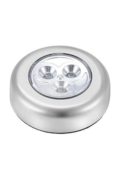 zola Self-adhesive indoor lamp with 3 LEDs, push on/off system, diameter 68 mm, silver