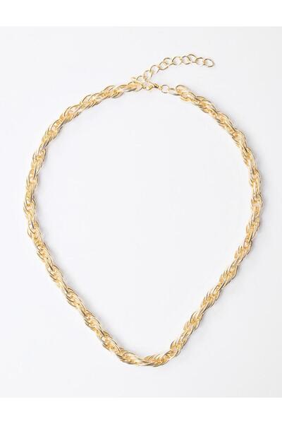 Jimmy Key Altın Rengi Burgu Desenli Ayarlanabilir Kolye