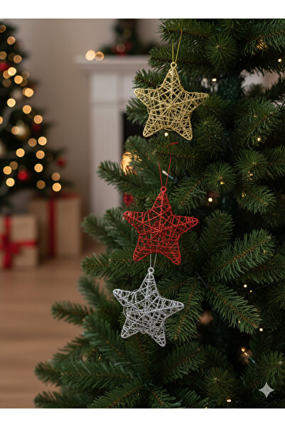 DODOMAR 6 bucăți de ornamente în formă de stea din sârmă pentru brad de Crăci...