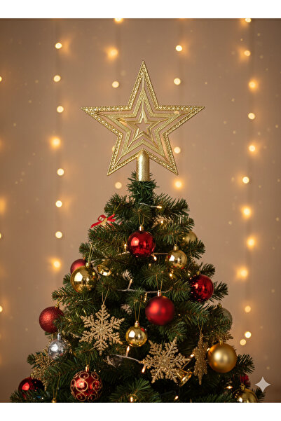 DODOMAR Decor pentru brad de Crăciun 15cm Steaua de aur care încrucișează
