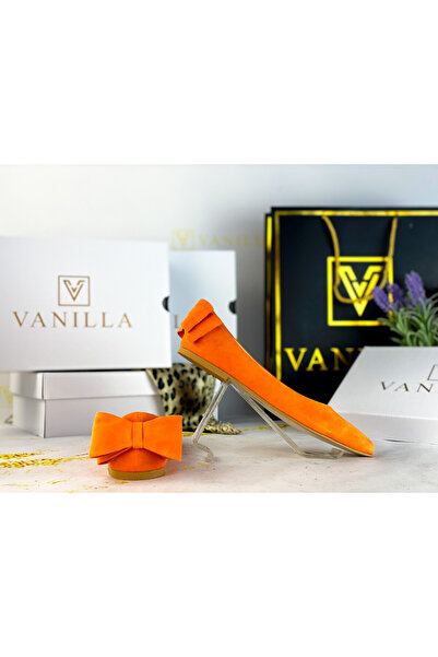 Vanilla Days Suede Leather Ballet Flats in Orange