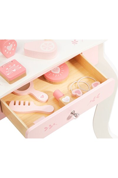 Milly Mally Kids Makeup Table, LED Mirror & Accessories, Elly Pink