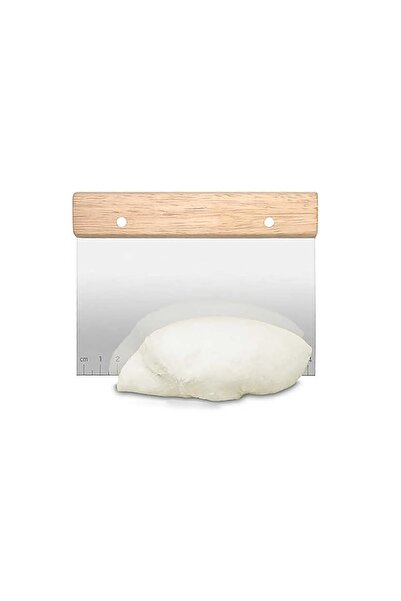 ZUZU MADE Bambu Tutacaklı Ölçülü Çelik Büyük Boy Hamur Kesme Spatulası - Çelik Spatula Hamur Şekillendirici
