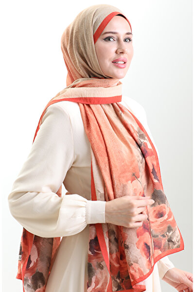 sefamerve Σάλι από φυσικές ίνες Karaca 82009-02 Πορτοκαλί