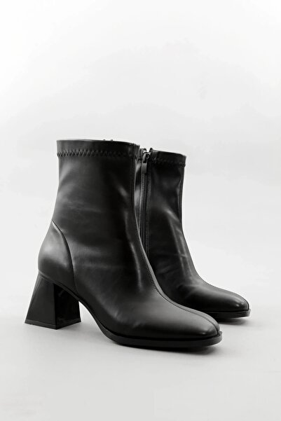 HOMTİVA Kadın Bot Siyah Kalın Topuklu Streç Boots