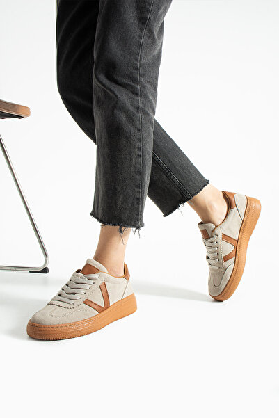 Getcho Ceesay Women's Beige Suede Casual Shoes