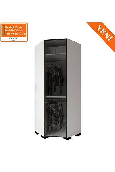 VM VERTEX MOBİLYA Floransa Alüminyum Cam Kapak Köşe Modül Beyaz-Antrasit Gard...