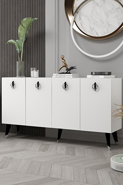 DEMONTE DECOR 8217-32DD KB150 KONSOL, TV ÜNİTESİ BEYAZ-SİYAH-GÜMÜŞ