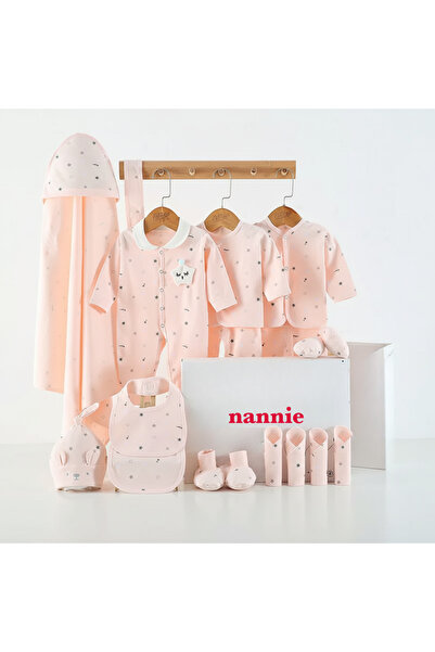 nannie Подаръчен комплект бебешки дрешки розови, 18 части, за малко бебе - 0-...