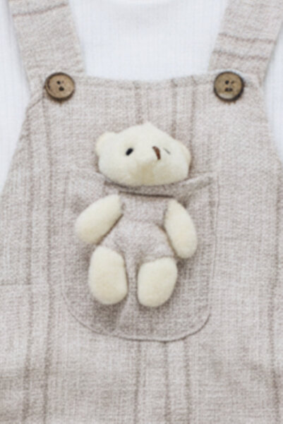 EYMİRGİYİM Teddy Bear Linen Salopet Girl Boy Baby Child 6-9 Months, 9-12 Months, 12-18 Months