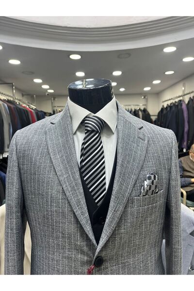 ENRICO MASAROTTI KOMBİNLİ ERKEK YELEKLİ TAKIM ELBİSE ( CEKET KARELI YADA ÇİZGİLİ YELEK PANTOLON DÜZ)