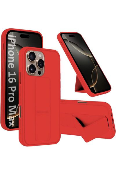 Margoun جراب مقاوم للصدمات بمقبض مغناطيسي لهاتف iPhone 16 Pro Max (أحمر)