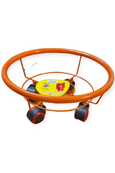 Gerink حامل أسطوانة غاز بعجلات برتقالي 35سم